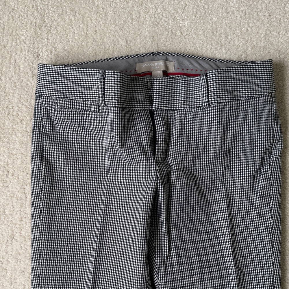 Banana Republic Women's Black and White Houndstooth Sloan Ankle Pants 00p XXSp